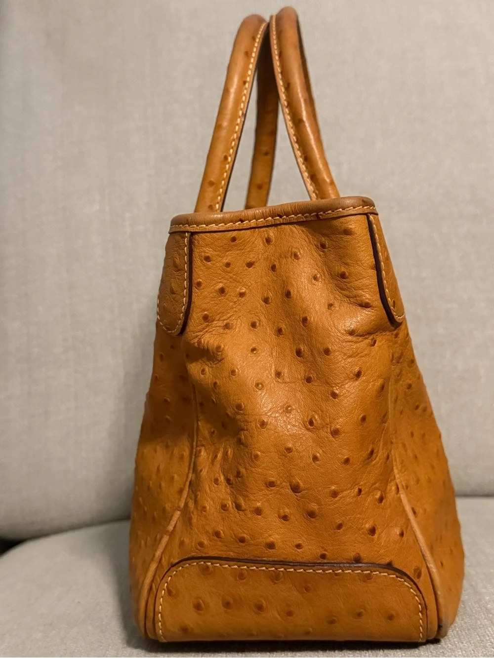 Dooney & Bourke Ostrich Embossed Leather Satchel Crossbody EUC